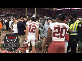 Alabama kicker Andy Pappanastos celebrates the win after missing FG at the end of regulation | ESPN