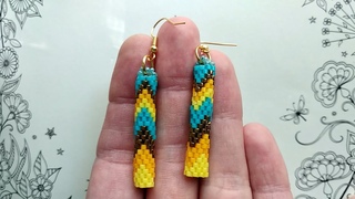 Цилиндрични обеци в жълто, оранжево, синьо и кафяво / Multicolor cylindrical beaded earrings