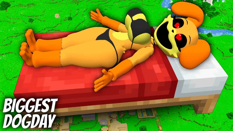 I found a GIRL DOG DAY on the BIGGEST BED in Minecraft Whats INSIDE the BIGGEST DOG DAY