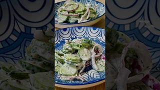 Огуречный салат с красным луком и фантастической заправкой #мультикухня #вкуснаяеда #пп #ппрецепты