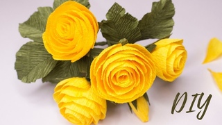 Осенняя кустовая роза из гофрированной бумаги / DIY  Roses made of paper