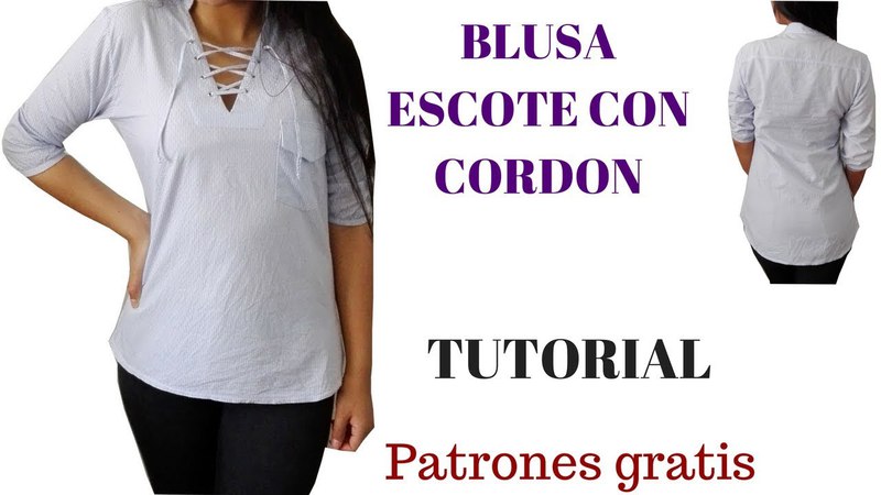 DIY Cómo hacer una blusa escote con cordón corte y