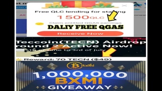New AirDrops Earn 1500 QLC & Daliy Staking Earn QGAS & 1,000,000 BXMI Giveaway & 2$ WGRT & 49$ TECN