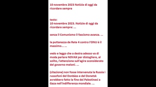 notizie 10 nov 2023 senza il Comunismo rete4 contro ONU novax a tutto spiano Russia Donbass Gaza