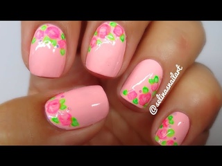 Pink Roses Nail Art